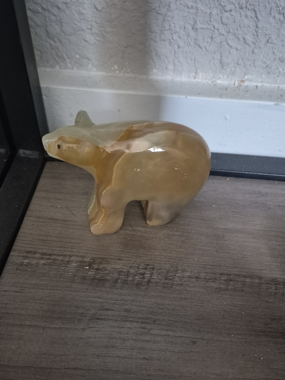 Hand-Carved Amber Agate Bear Sculpture - Home Art Accent